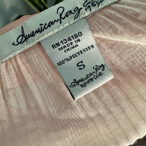 AMERICAN RAG Tops Women small Peach Orange Blouse Sheer V Neckline Tie Hem - Picture 7 of 8